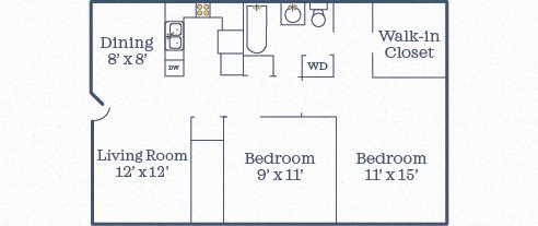 Windmill 2BR/1BA 820 SF