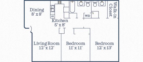 Windmill 2BR/2BA 936 SF