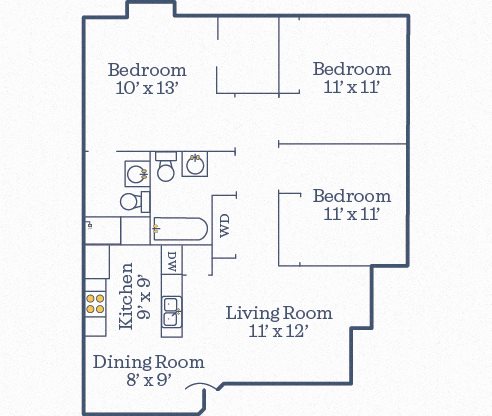 Richmond 3BR/2BA 1078 SF