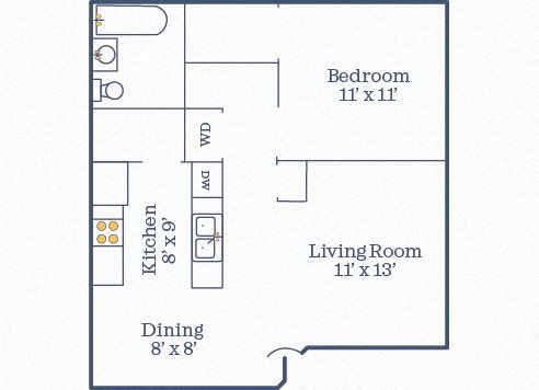 Richmond 1 BR/1BA 653 SF