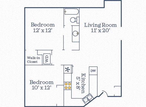 Cunningham 2 BR/ 1 BA 800 SF