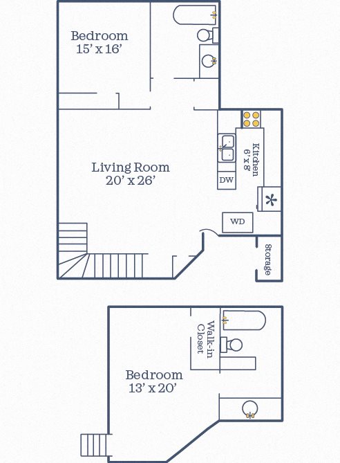 Cunningham 2BR/2BA Loft 920 SF
