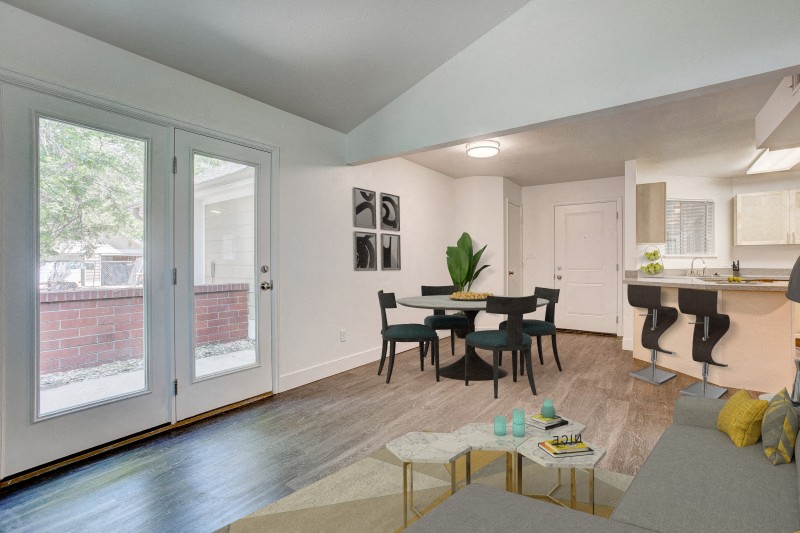 Village on Shields - Cunningham living room, dining area and kitchen