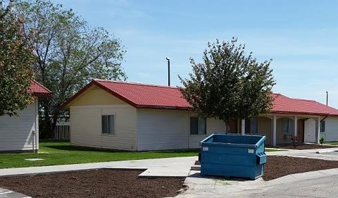 Building with dumpster