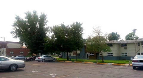 View of apartments from parking lot