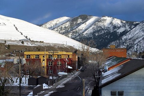 View of apartments and mountains