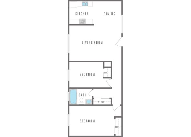 2 bed and 1 bath