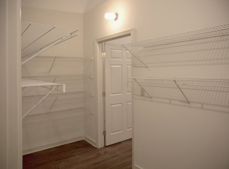 large bedroom closet with built-in wire shelving at Fix Play Lofts, Alabama, 35203