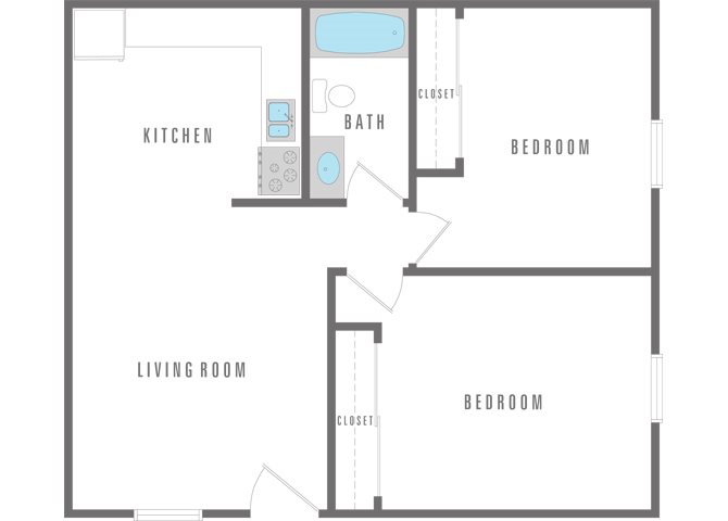 2 bed and 1 bath