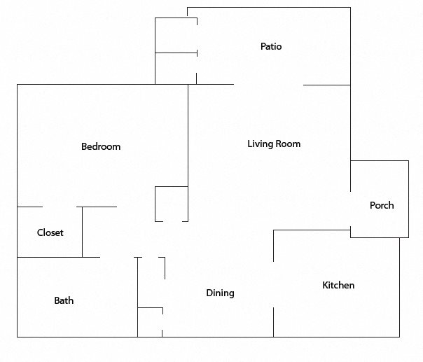 1x1 Unit One Bedroom, One Bath Apartment Unit