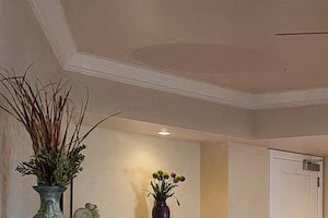 Spacious furnished living room at The Flats at Tioga Town Center
