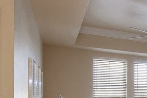 Open floor plan with furnished living room and kitchen table in Newberry, FL apartment