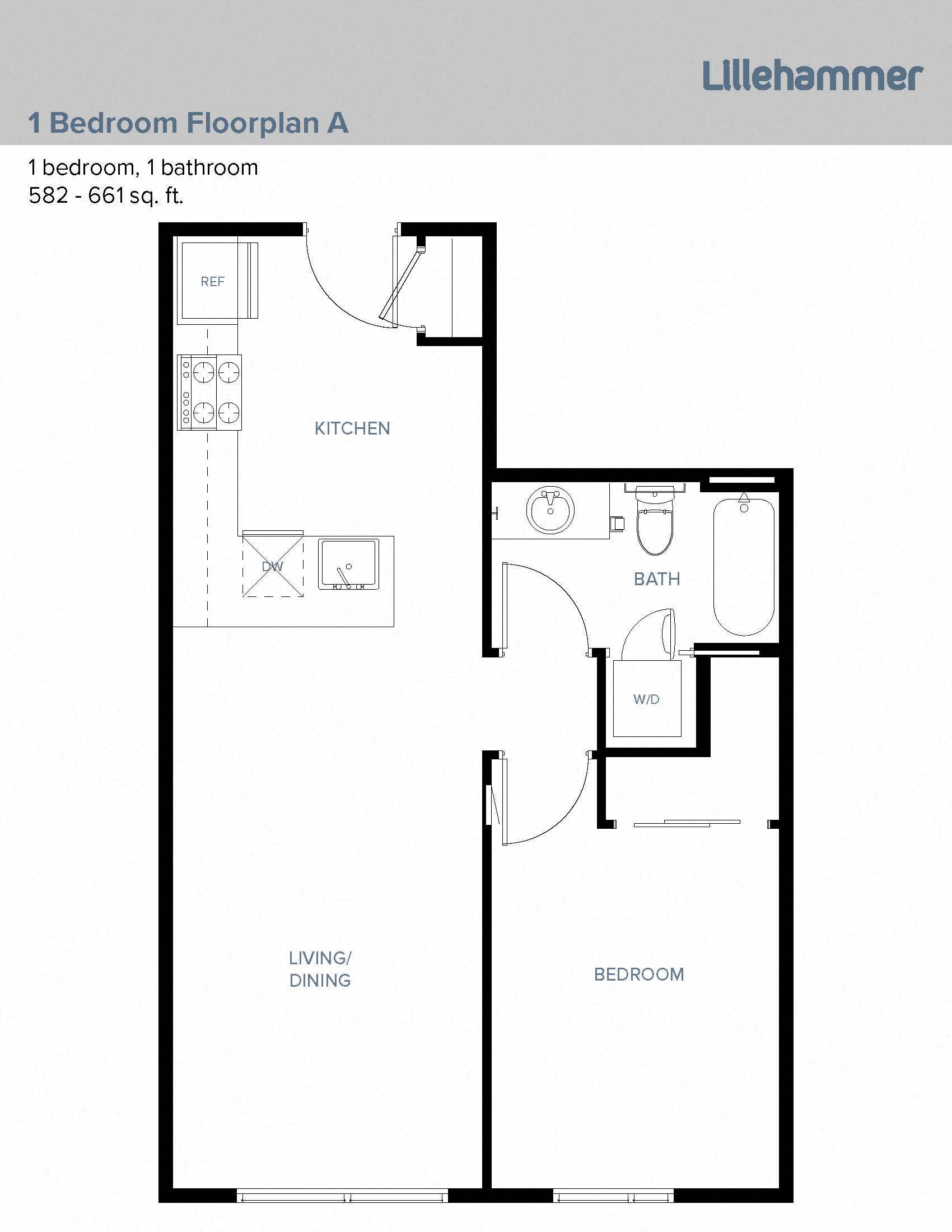 1 Bed 1 Bath 1 Bedroom A at Lillehammer