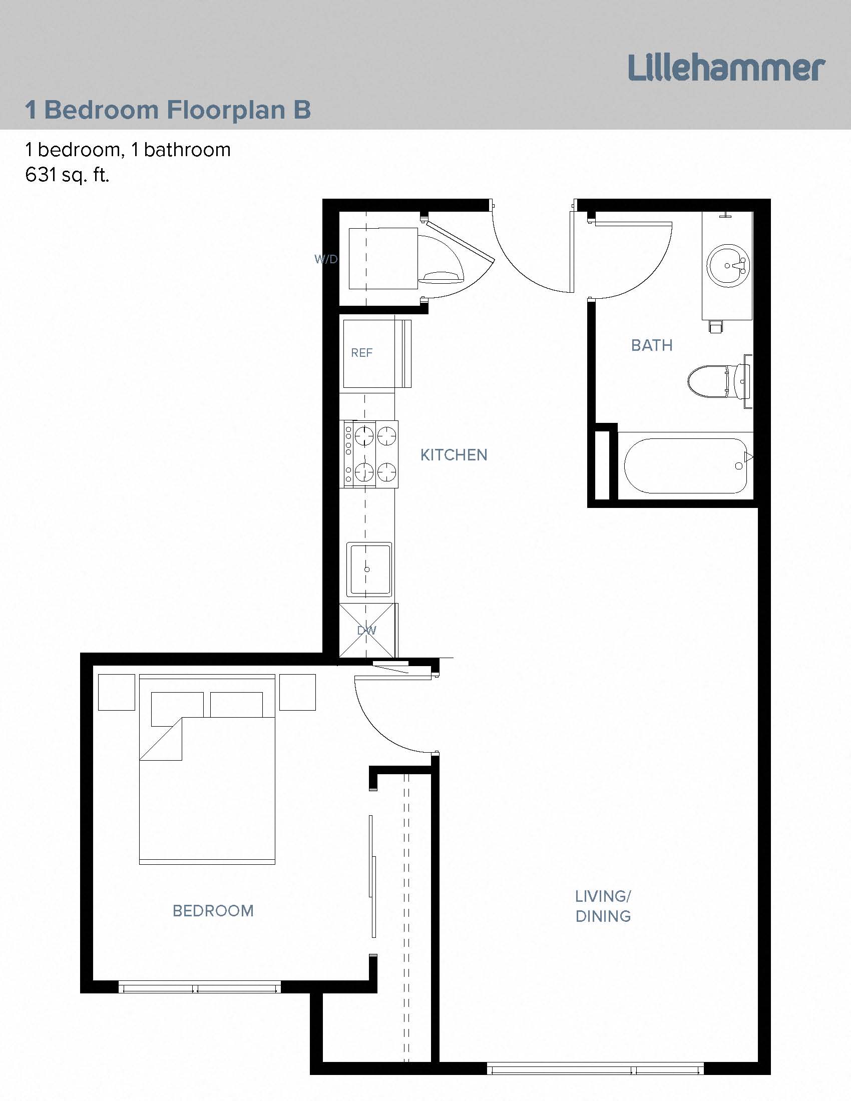 1 Bed 1 Bath 1 Bedroom B at Lillehammer