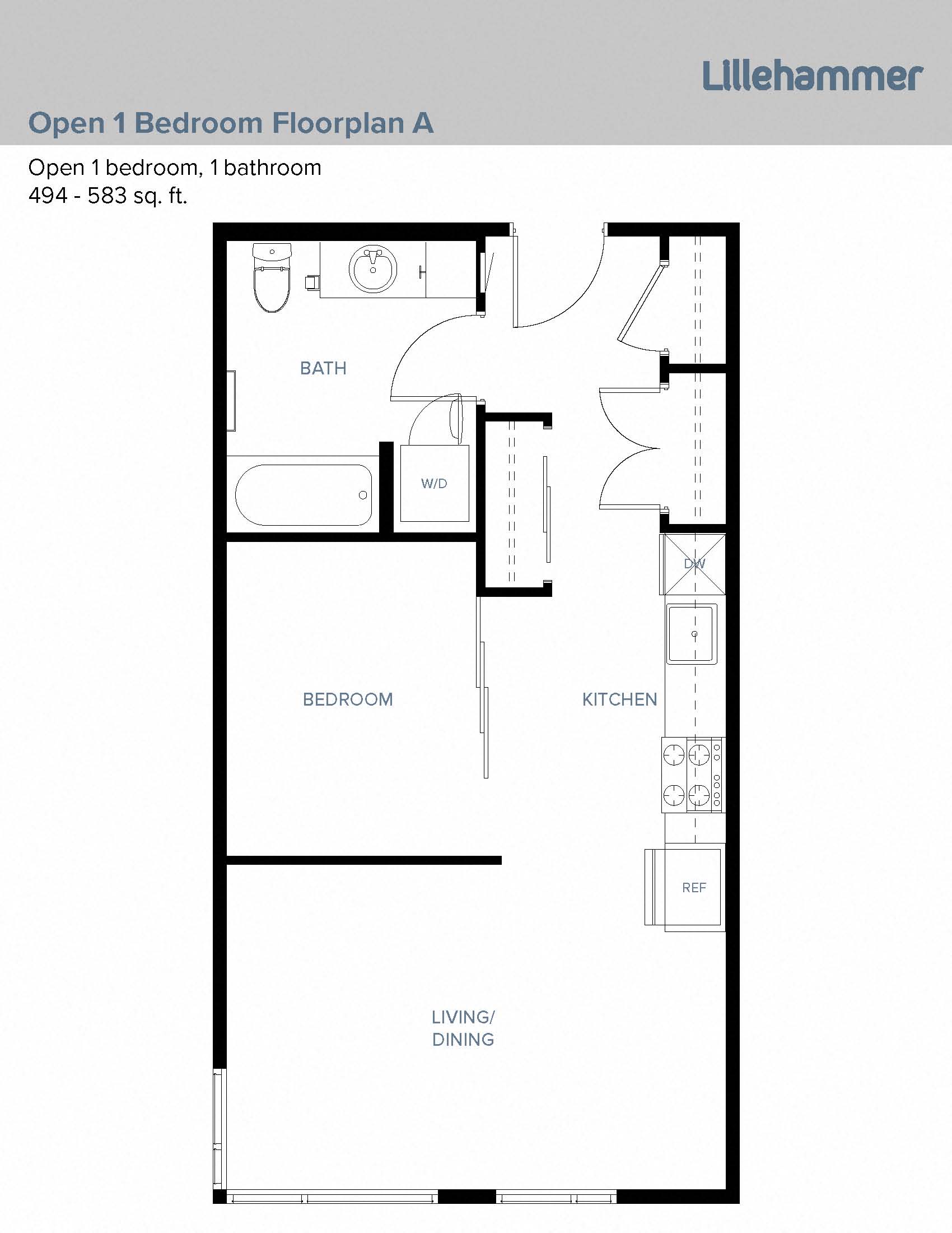 1 Bed 1 Bath Open 1 Bedroom A at Lillehammer