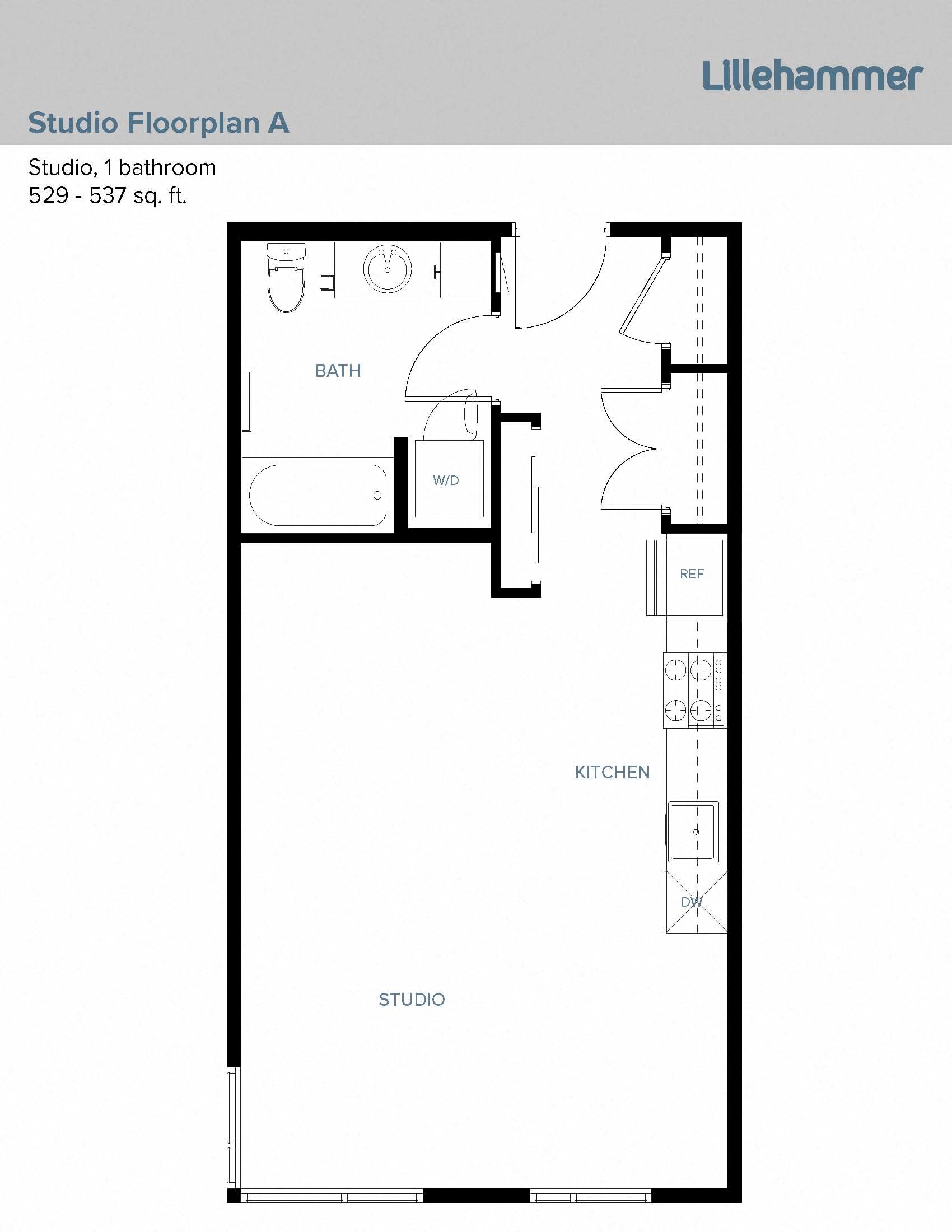 1 Bed 1 Bath Studio A at Lillehammer