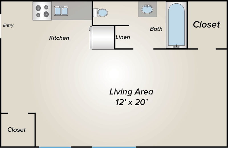 STUDIO LARGE  1 BATH floor plan