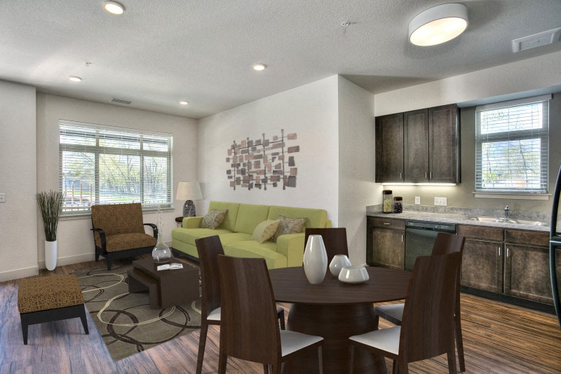Village on Redwood dining area and kitchen