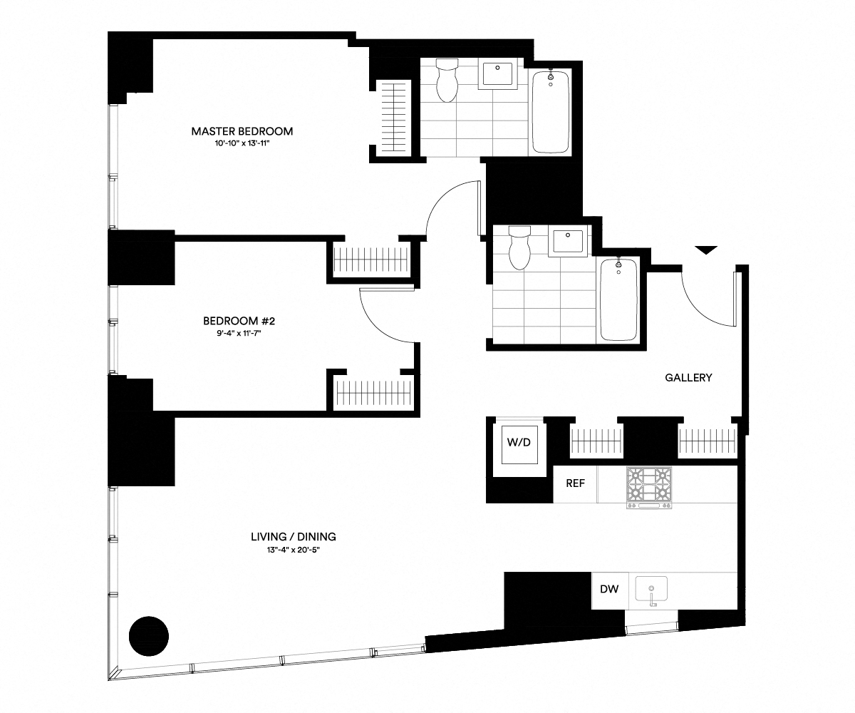 3D floor plan image for apartment 1-PH2-E at Randolph Perimeter