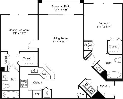 B3 - 2B floor plan