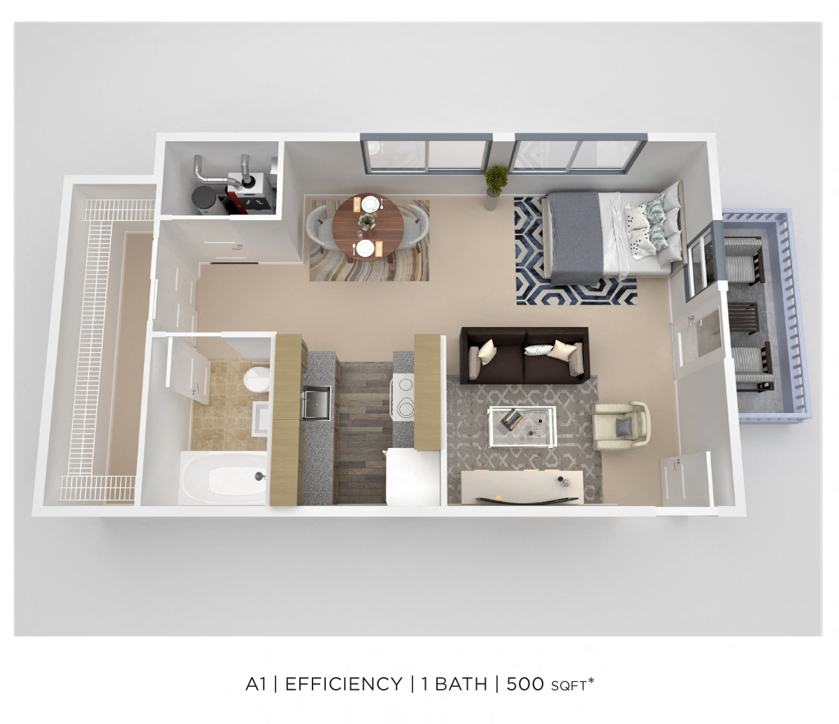Studio - 500 sqft floor plan