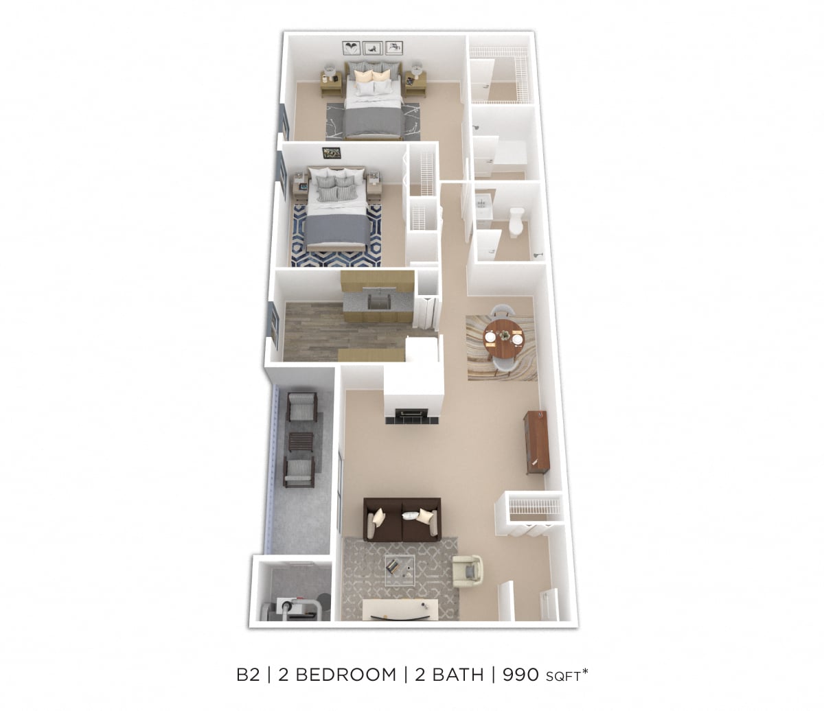 Two Bedroom 2 Bath floor plan
