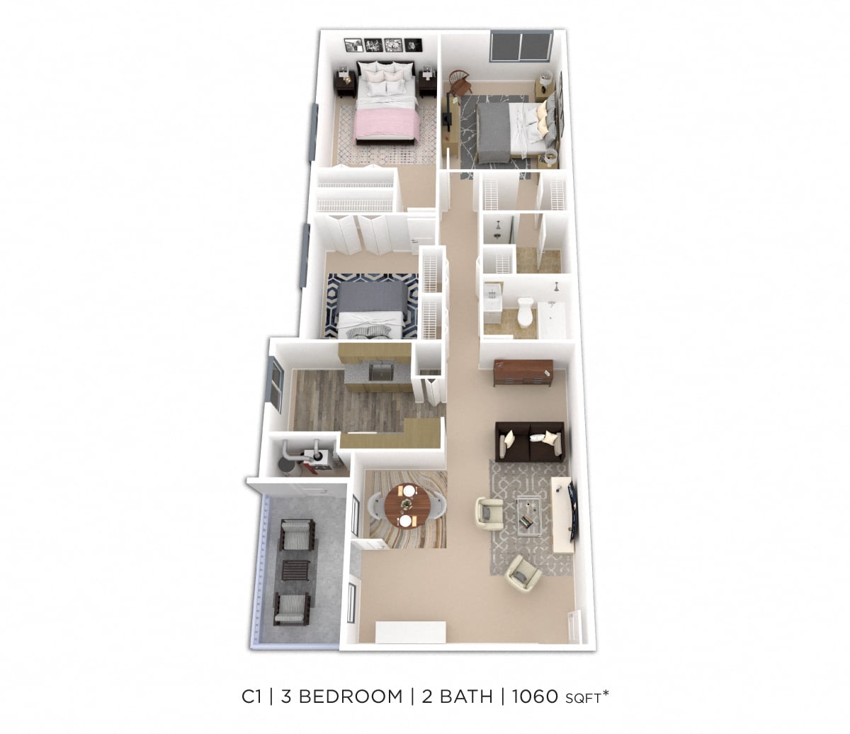Three Bedroom w/ Alcove/Den floor plan