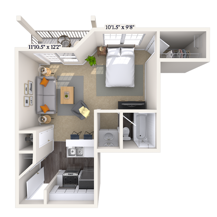 Studio 0x1 522-535 SF floor plan