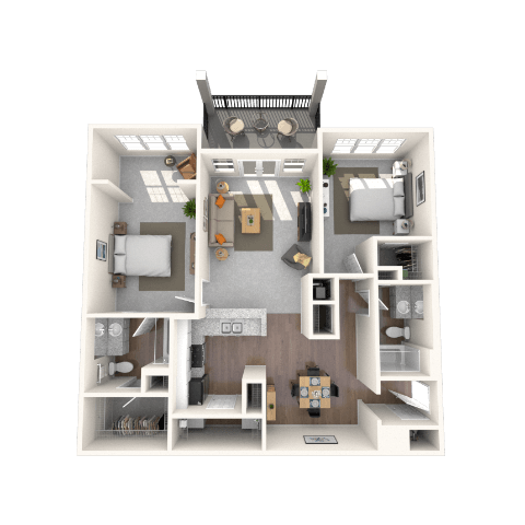 Traditional 2x2 1105-1311 SF floor plan