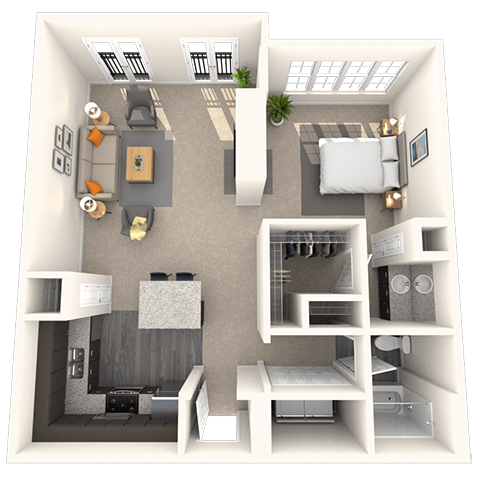 Studio 0x1 770 SF floor plan