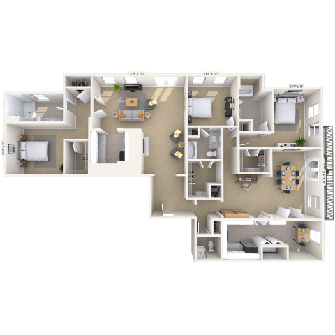 Traditional 3x3.5 1908-2000 SF floor plan