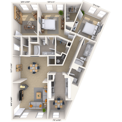 Traditional 2x2.5-1475 SF-FP floor plan