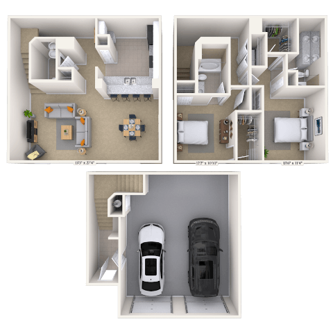 Townhome 2x2.5 1324-2090 SF floor plan