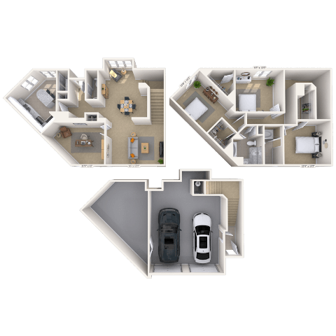 Traditional 3x2.5 1475-1492 SF floor plan