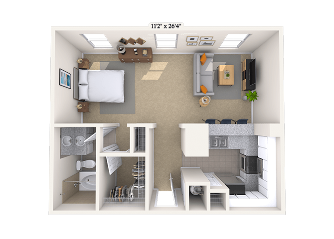 0 Bed/1 Bath