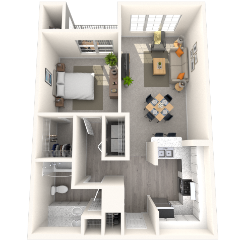 Traditional 1x1 709-976 SF floor plan