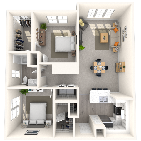 Traditional 2x1 1049 SF floor plan