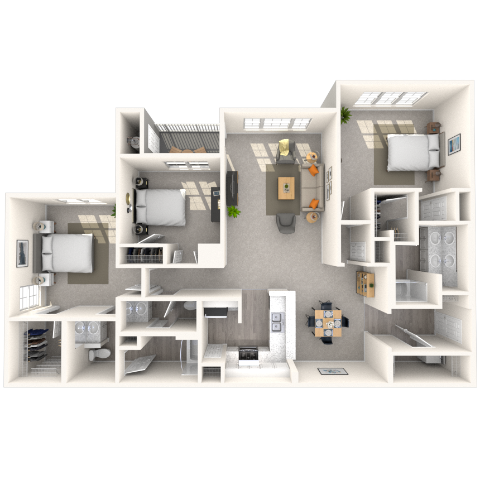 Traditional 3x2.5 1552-1644 SF floor plan