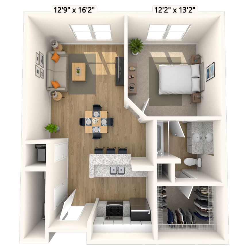 Loft 1x1 761 SF floor plan