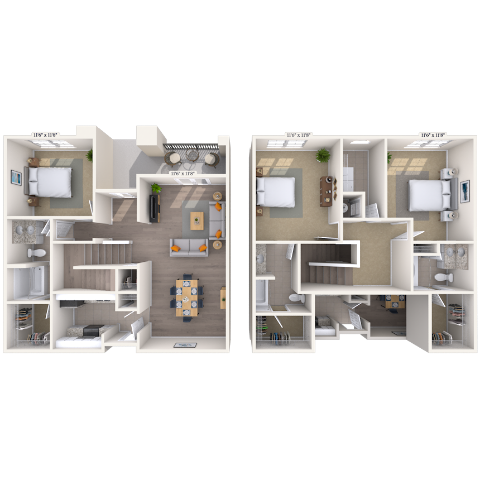 Loft 3x3 1444-1894 SF floor plan