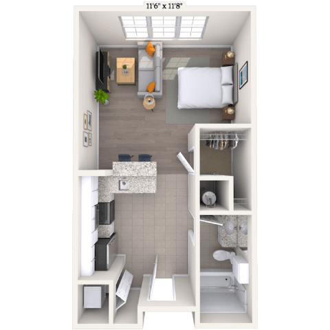 Studio 0x1 492-610 SF floor plan
