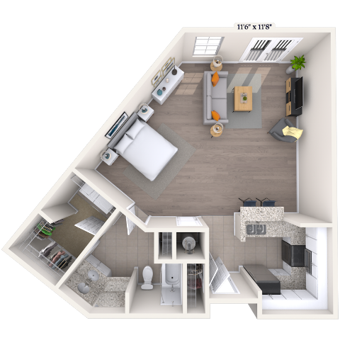 Studio 0x1 742 SF floor plan