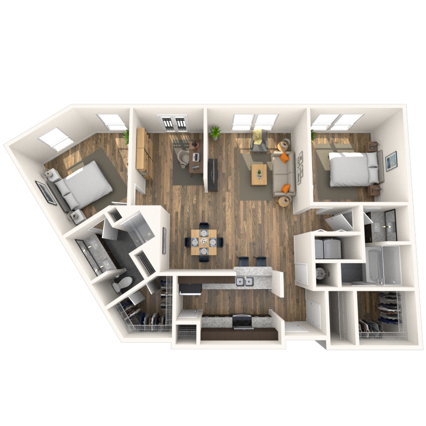 Traditional 2x2 1152-1303 SF floor plan