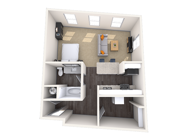 Studio 0x1 653-763 SF floor plan