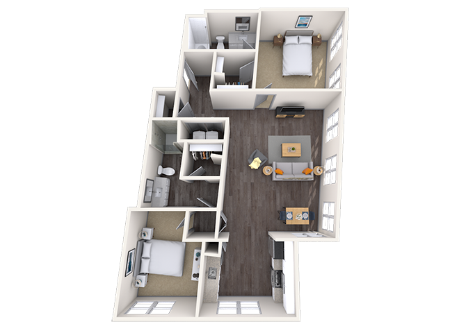 Loft 2x2.5 1242 SF floor plan