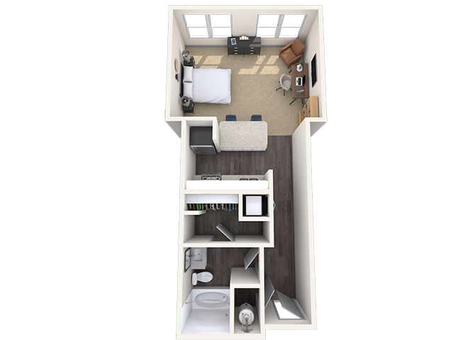 Studio 0x1 585 SF floor plan