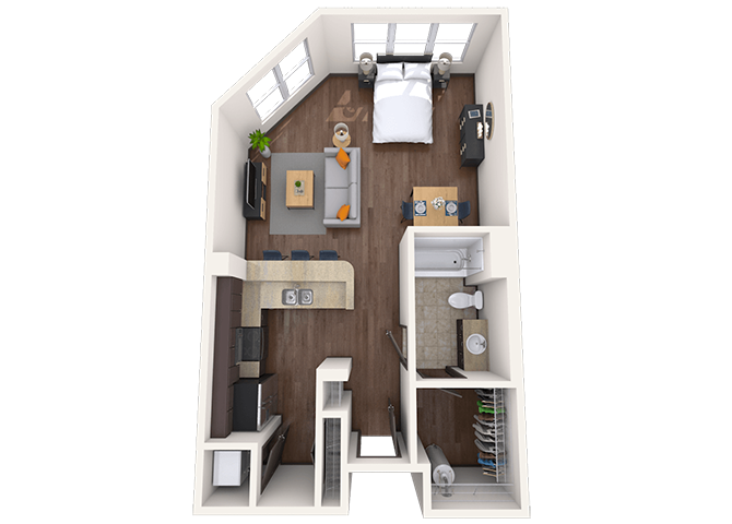 Studio 0x1 509-566 SF floor plan