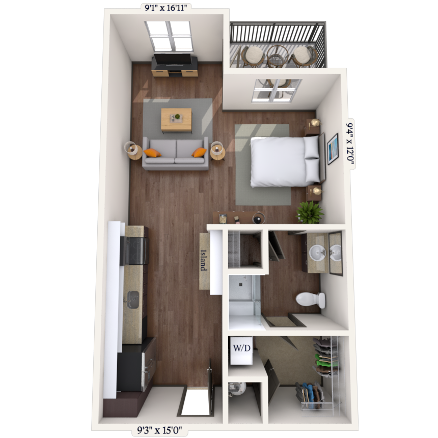 Studio 0x1 507-720 SF floor plan