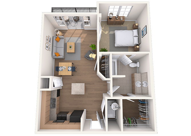 Loft 1x1 660-943 SF floor plan
