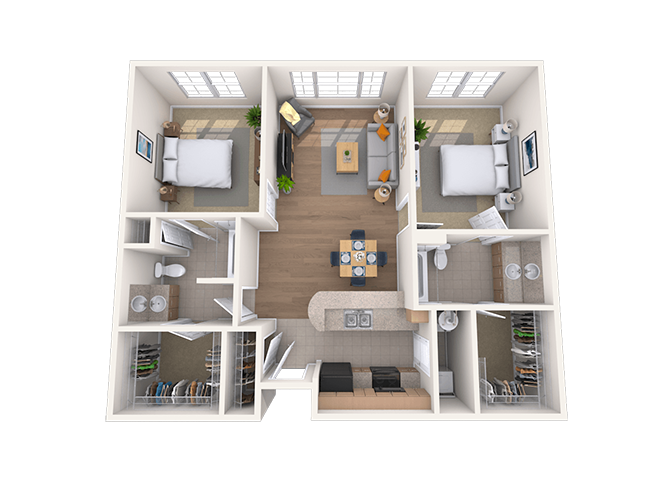 Loft 2x2 956-1420 SF floor plan